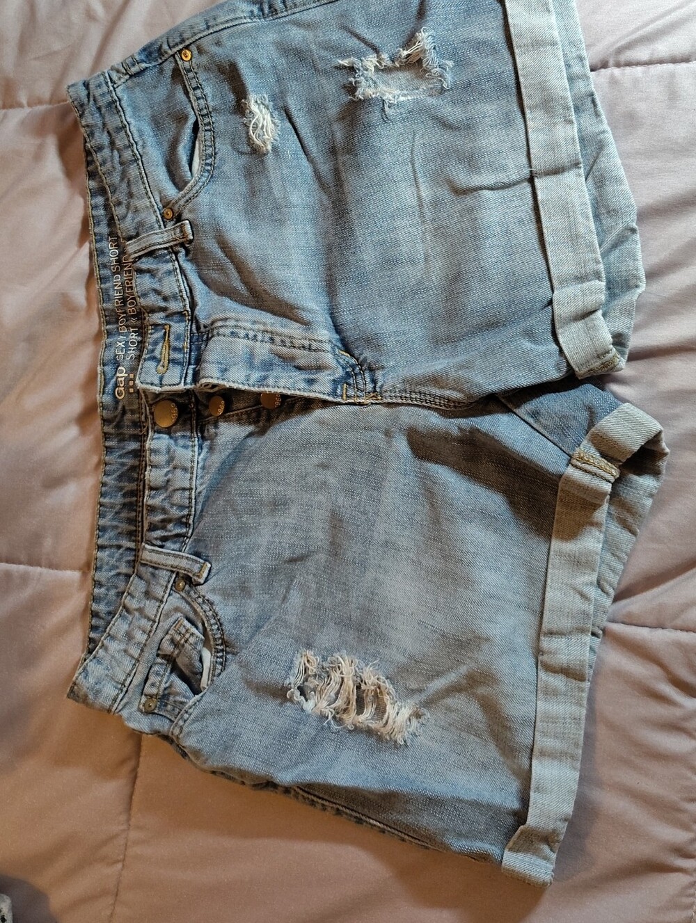 GAP Light Wash Distressed Denim Shorts